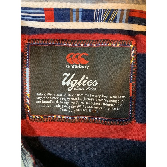 Canterbury Uglies Hoodie Men’s Medium Pullover Pocket Stripes Blue Red Australia - Picture 4 of 16